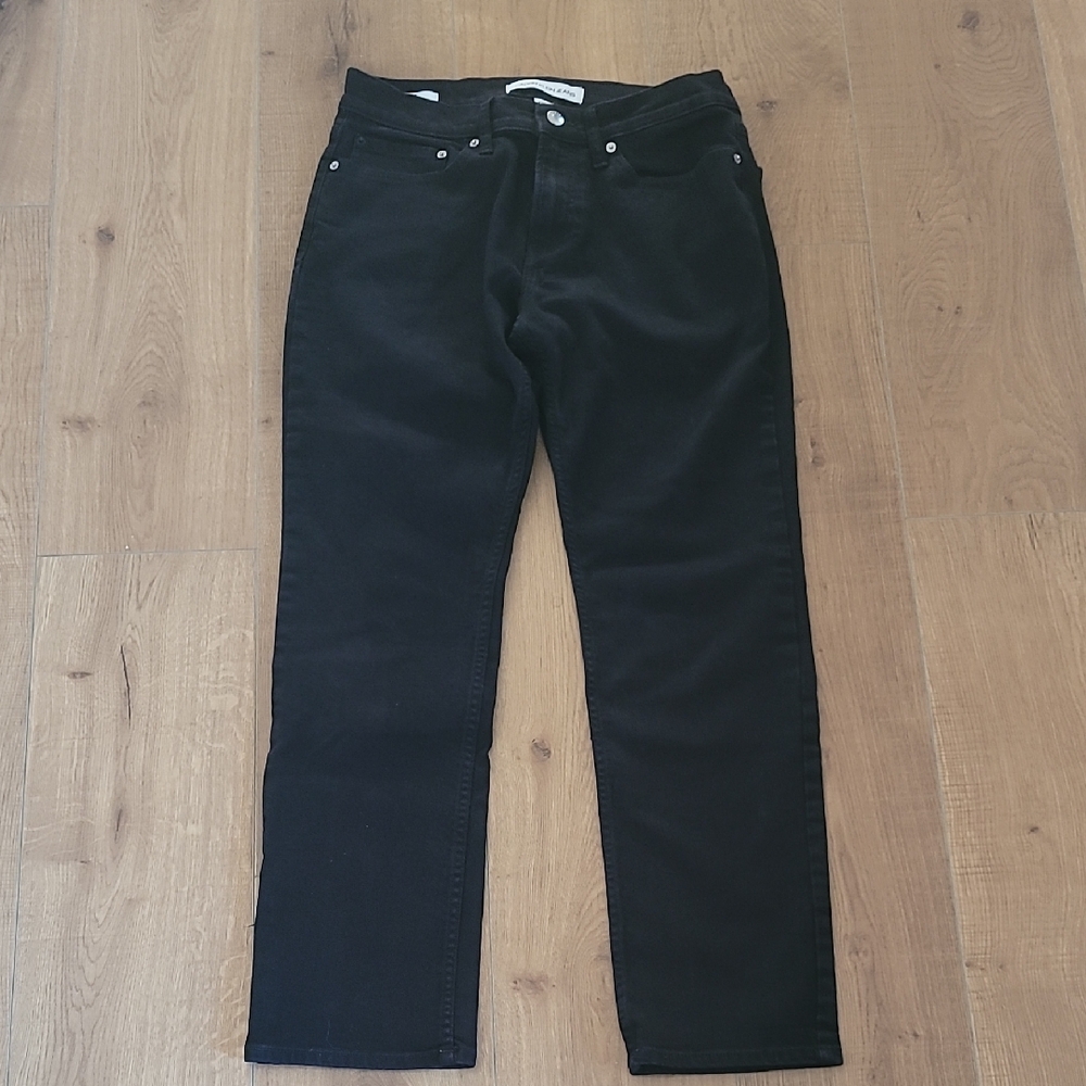 Calvin Klein Men's Black Jeans Denim Pants Straight Droit Size: 31x 30